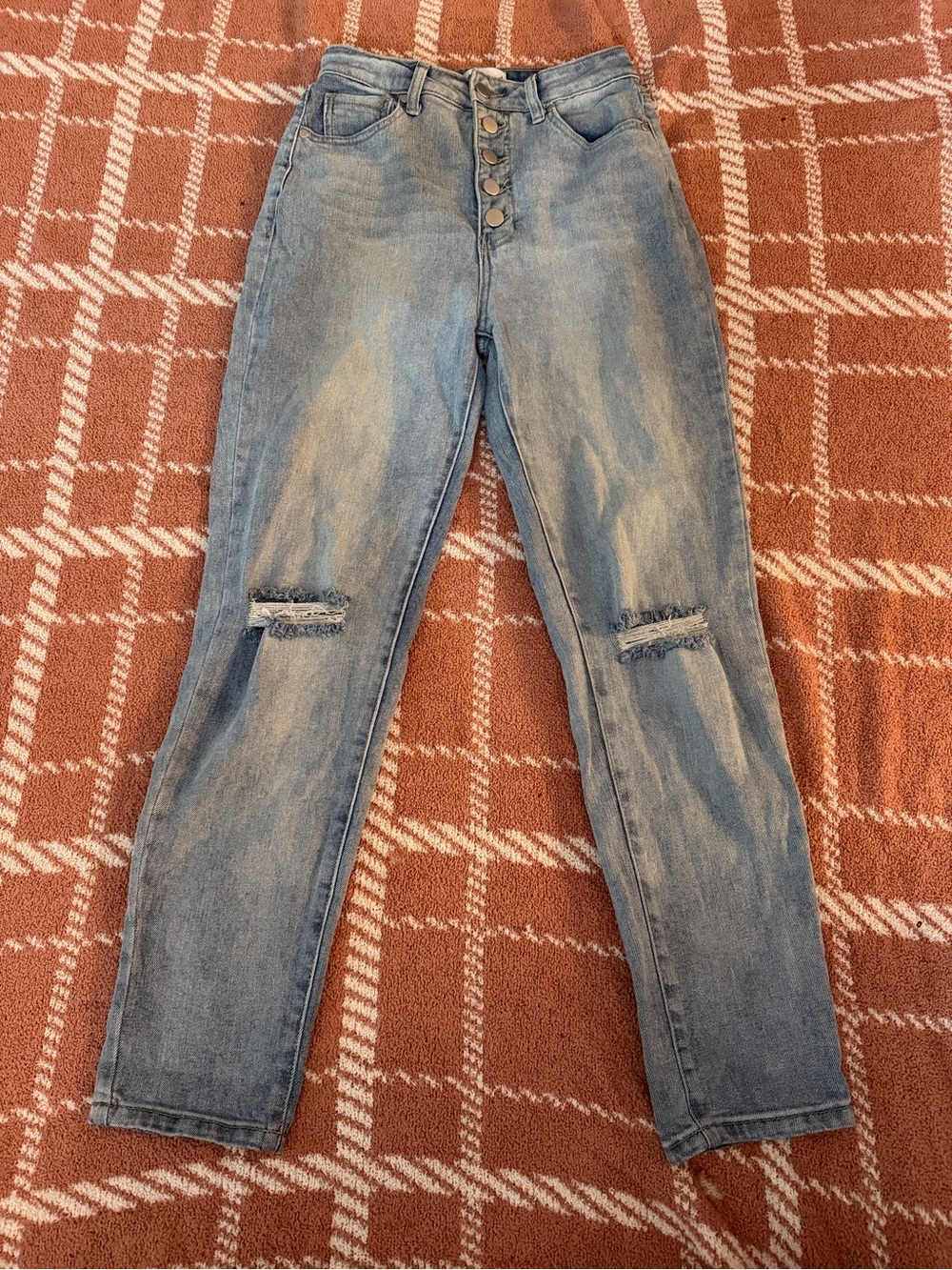 High-Rise Light Blue Distressed Women’s Jeans
